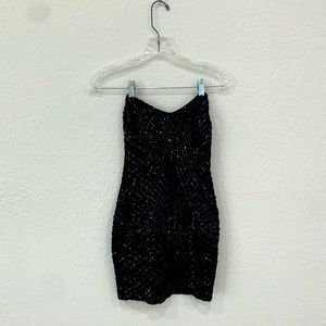 Hello Molly black strapless beaded dress